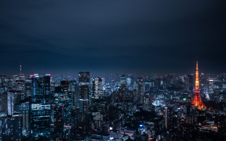 东京天际线的美丽夜景